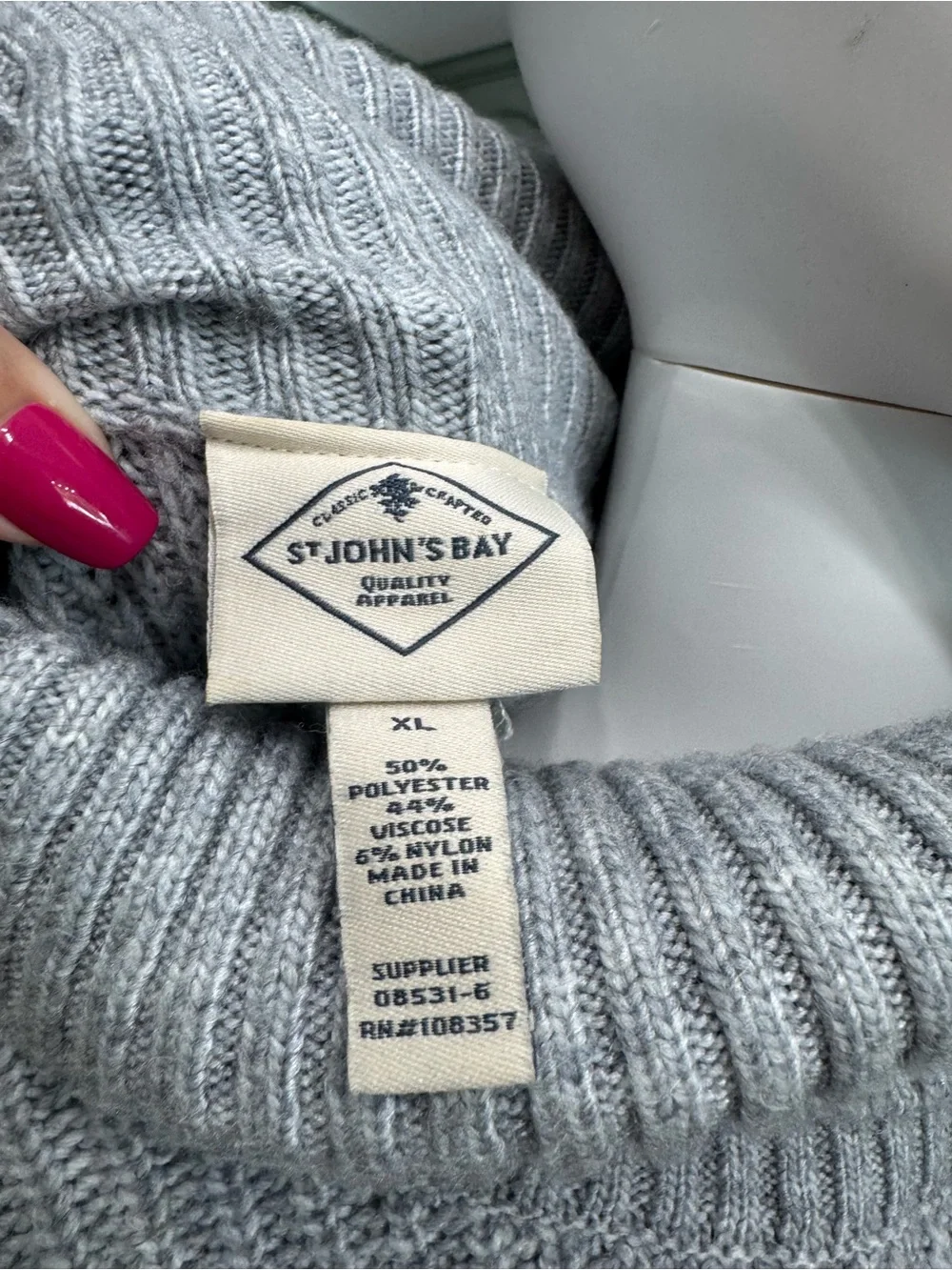 𝙎𝙩 𝙅𝙤𝙝𝙣'𝙨 𝘽𝙖𝙮 Tunic Sweater Dress Gray Cable Knit Turtleneck XL